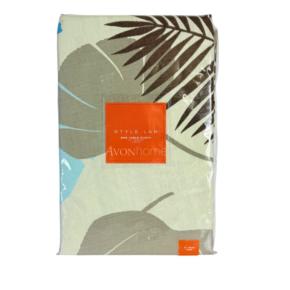 Avonhome Tropical Fern Round Tablecloth Oversize VTG Coastal Kitchen Decor Table